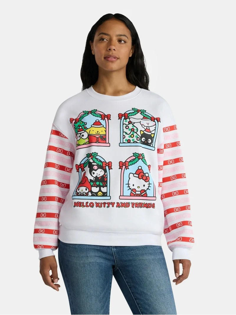 Hello Kitty and Friends Women's Light Up Christmas Graphic Sweatshirt with Long Sleeves, Sizes XX... | Walmart (US)