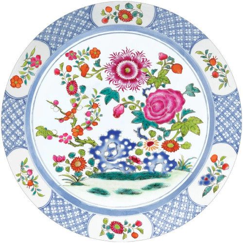 Caspari Floral Porcelain Paper Placemats Round 12 In | Gracious Style