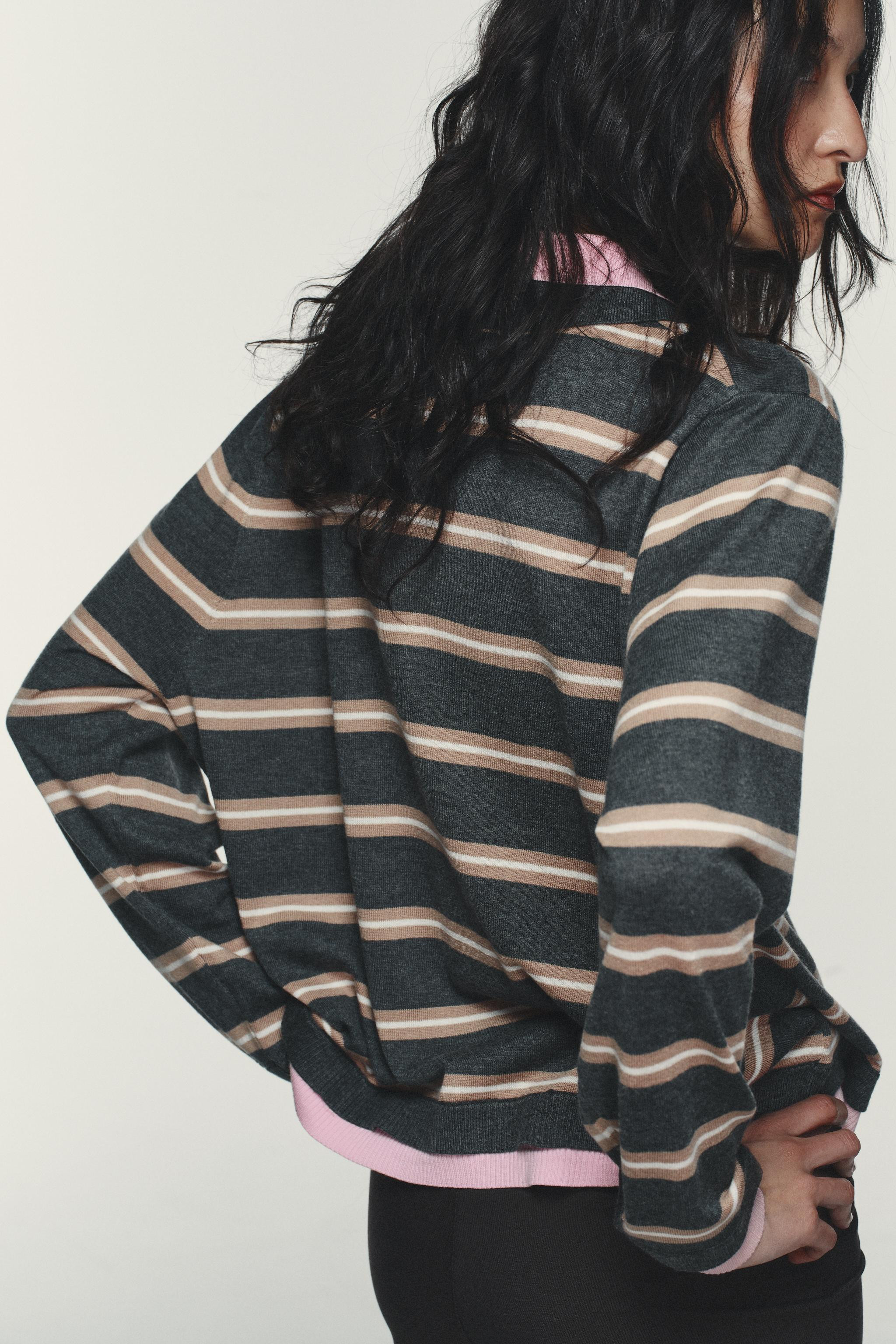 POLOSHIRT AUS STRICK MIT MATERIALKOMBINATION UND STREIFEN | Zara DE