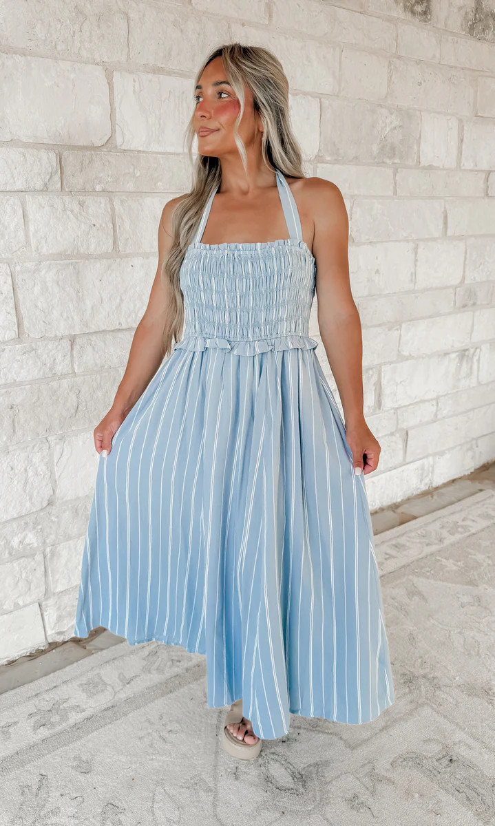 Everyone Knows Smocked Halter Midi Dress | CK Squared Boutique