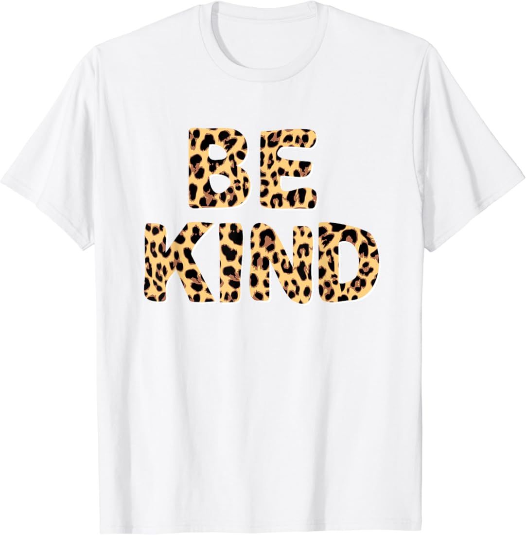 Be Kind Women Leopard Print Kindness Inspirational Teacher T-Shirt | Amazon (US)