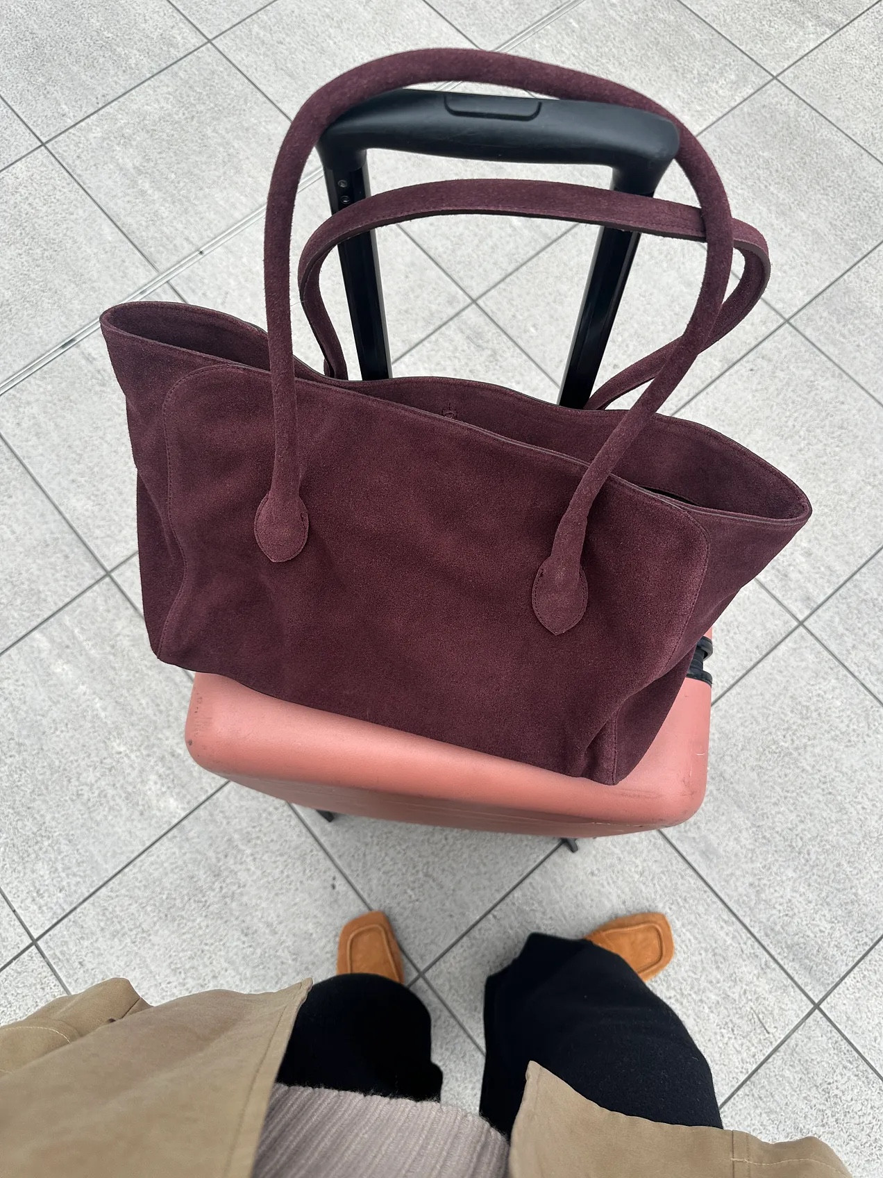 Holiday travel essentials, pink and burgundy luggage. Antler suitcase and old Arket suede bag 

#LTKtravel #LTKbag