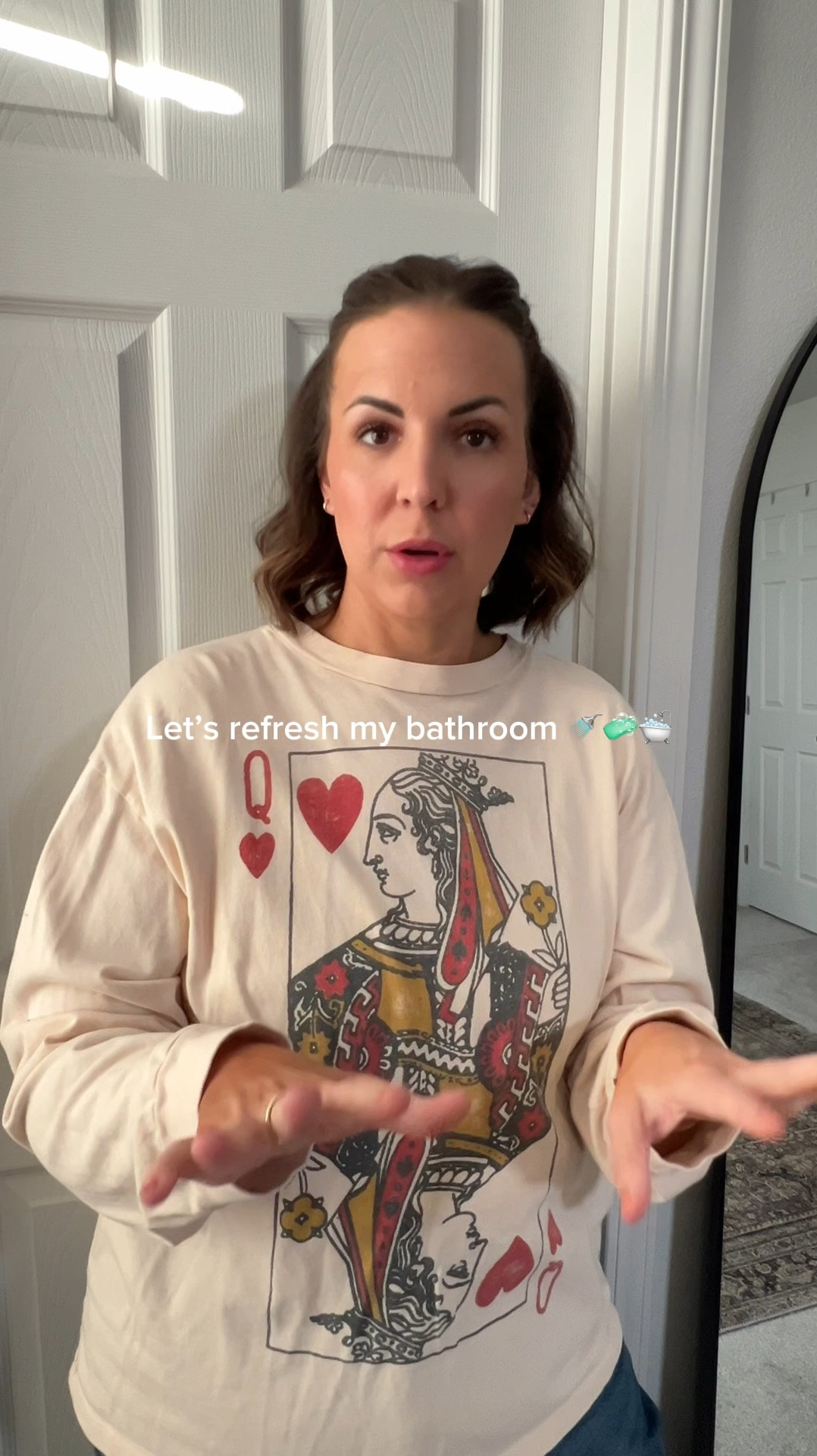 Bathroom update on a budget! ✨ Swapped out our hard water-stained shower doors for a simple, stylish shower curtain, and it made such a difference. This was an easy bathroom fix that I wish I would have done sooner! 

#LTKHome #LTKWatchNow