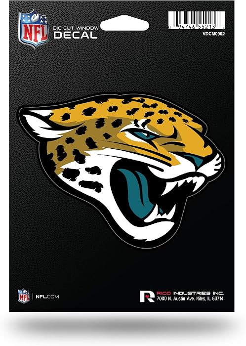 Rico Industries NFL Die Cut Vinyl Decal, Jacksonville Jaguars, 5 x 7-inches | Amazon (US)