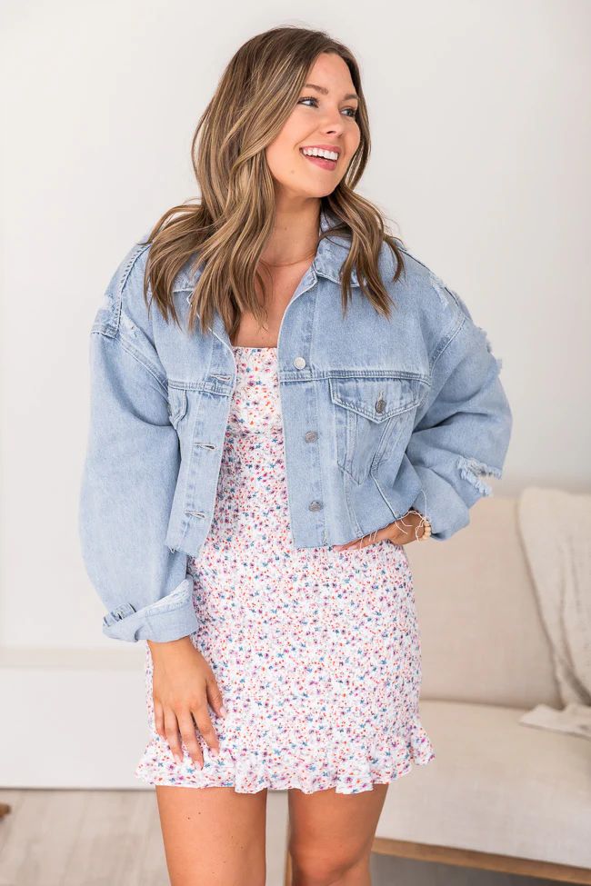 Only Passion Distressed Cropped Denim Jacket | Pink Lily