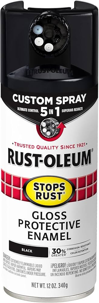 Rust-Oleum 376884 Stops Rust Custom Spray 5-in-1 Spray Paint, 12 oz, Gloss Black | Amazon (US)