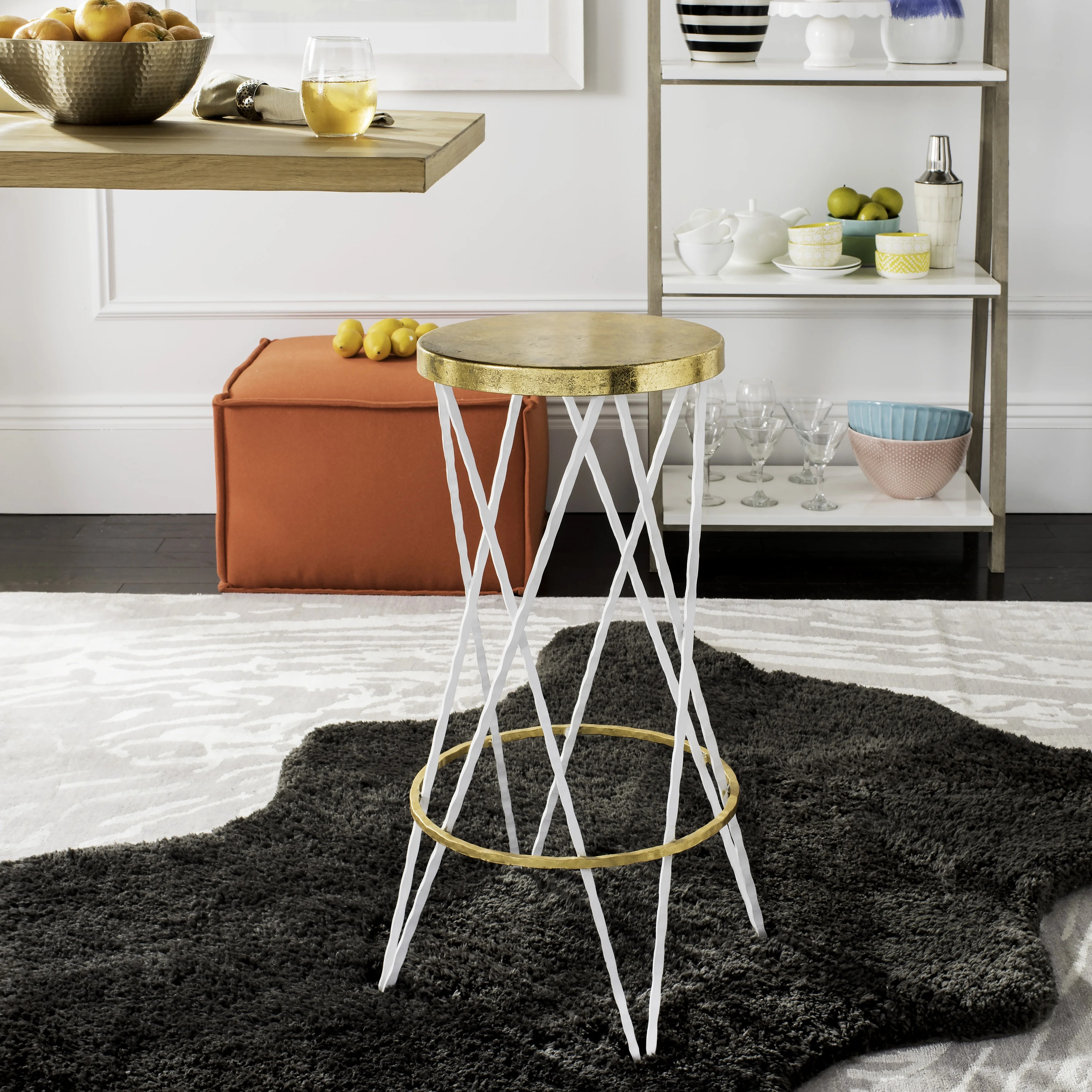 Safavieh Hester Mid-Century Retro Round Top Bar Stool | Walmart (US)
