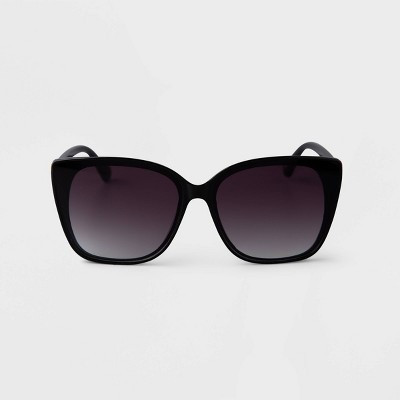 Women's Metal Oversized Cateye Sunglasses - A New Day™ Black: Maximum UV Protection, Recycled Plastic & Metal Frame | Target