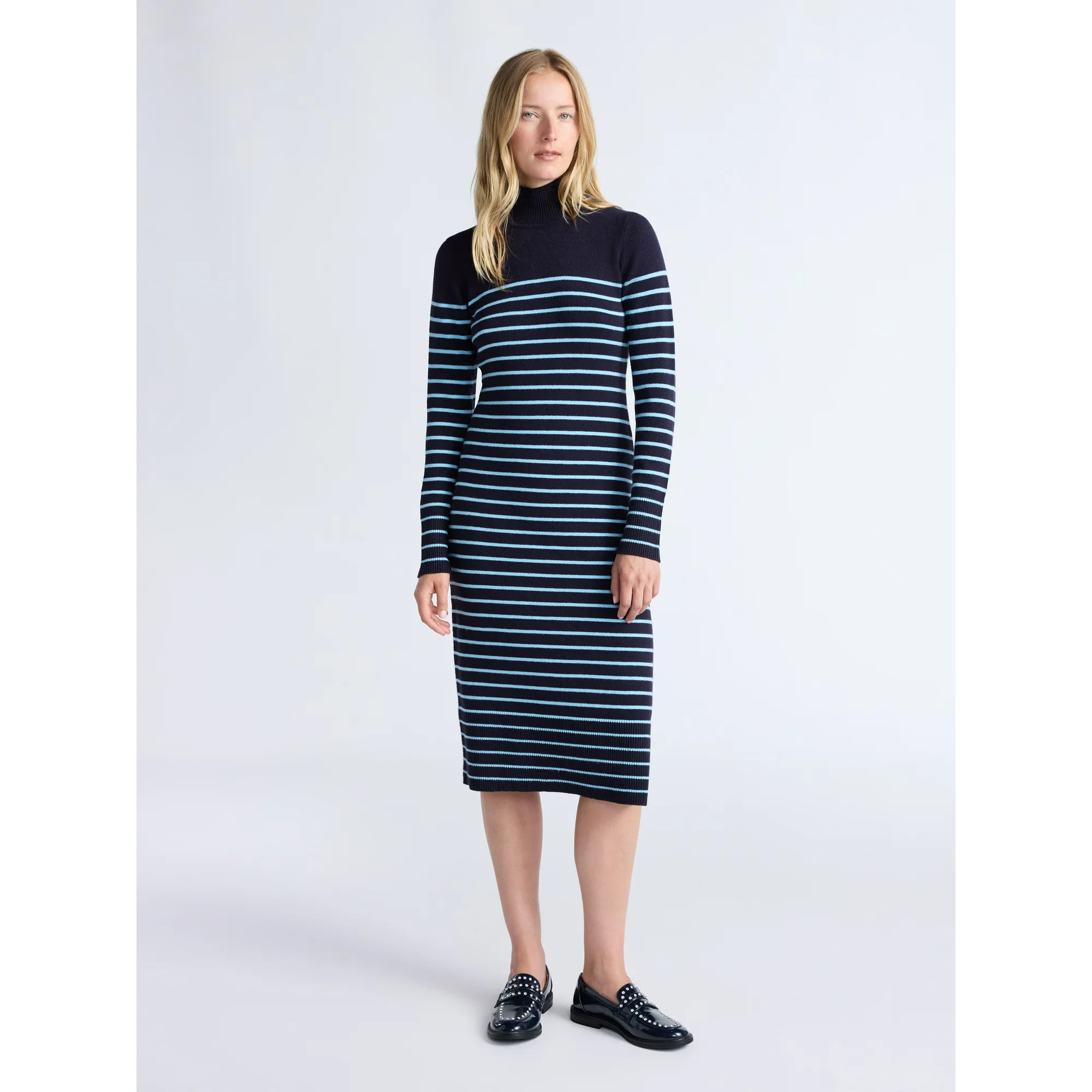 Free Assembly Women's Turtleneck Sweater Midi Dress with Long Sleeves, Sizes XS-XXL | Walmart (US)