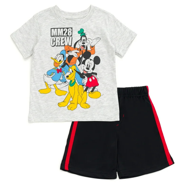 Disney Mickey Mouse Goofy Donald Duck T-Shirt and Mesh Shorts Outfit Set Toddler to Little Kid | Walmart (US)