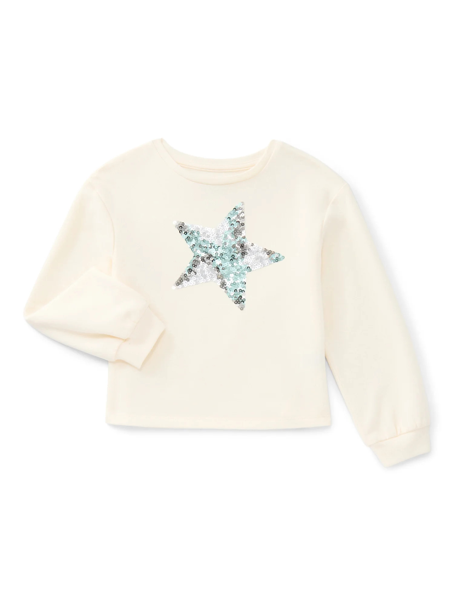 Wonder Nation Little Girls’ Sequin Star Fleece Top, Sizes 4-10 | Walmart (US)