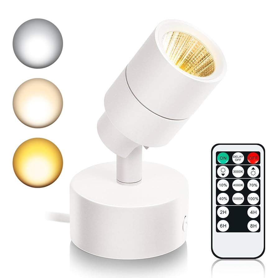 LED Spot Lights Indoor, 5W Uplighting with Remote Control Dimmable & Timer, 3000K/4000K/5000K Adj... | Amazon (US)