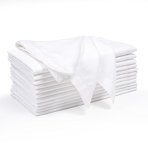Whte Napkkins Cloth, White Napkins Set of 12, White Dinner Napkins, Cocktail Napkin, Cotton Flax Napkin with Plain 18X18 - White Washable Napkin | Amazon (US)