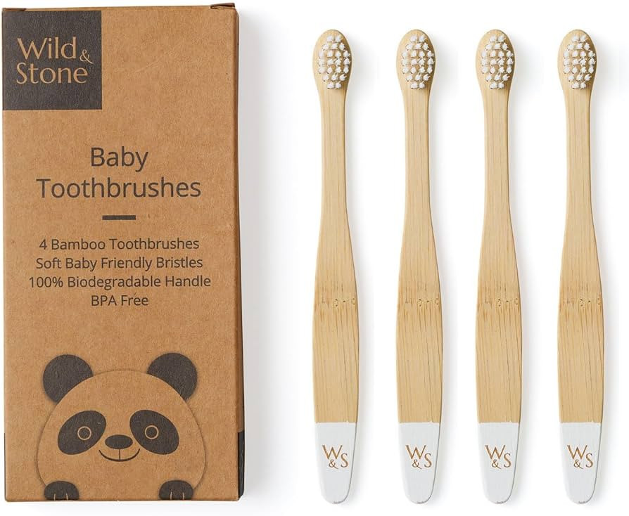 Amazon.com : Wild & Stone Organic Baby Bamboo Toothbrushes | 4 Pack | Soft Bristles | 100% Compos... | Amazon (US)