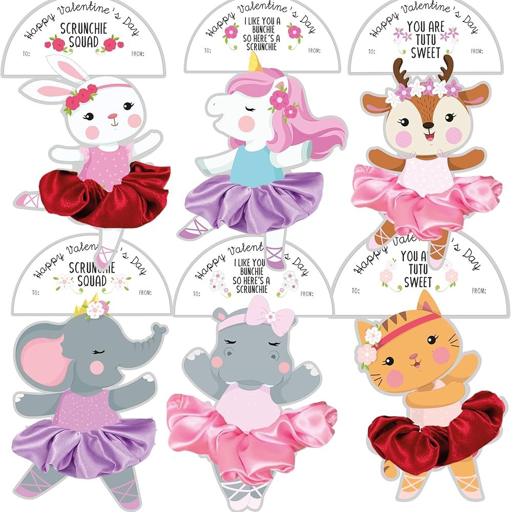 Valentines Day Gifts for Kids 18 Cards with Scrunchie Party Favors for Children. Valentine's Girl... | Amazon (US)