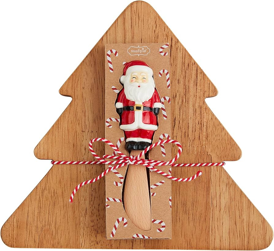 Mud Pie Santa Tree Sets Serving, board 7 3/4" x 8 3/4" | spreader 5", BROWN | Amazon (US)