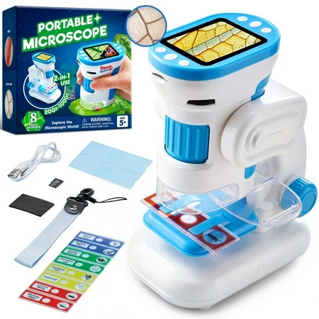 Klever Kits Microscope for Kids, 2 in 1 Portable Digital Microscope with 2.0'' LED Screen, Science Educational Toy for Kids Ages 5-12 | Walmart (US)