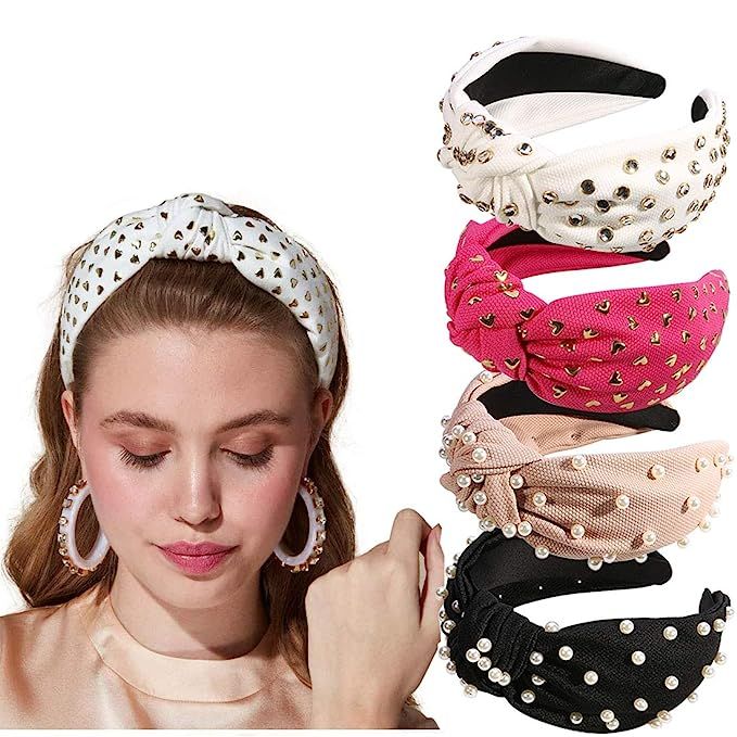 GUNIANG Pearl Headbands for Women - Cubic zircon Hair Bands Women's Knot Wide Hair Headband Girls... | Amazon (US)