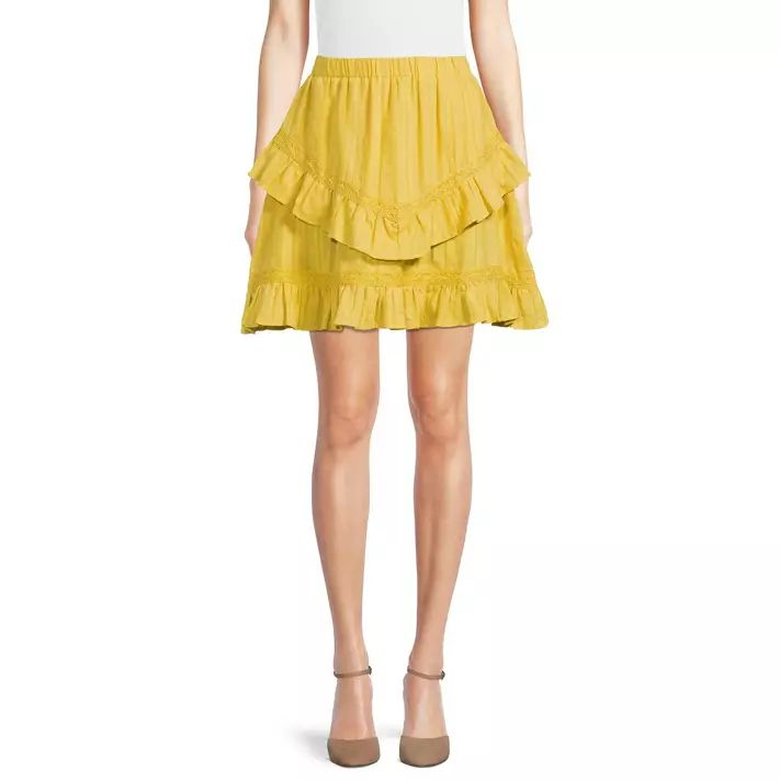 Time and Tru Women’s Lace Inset Tiered Mini Skirt - Walmart.com | Walmart (US)