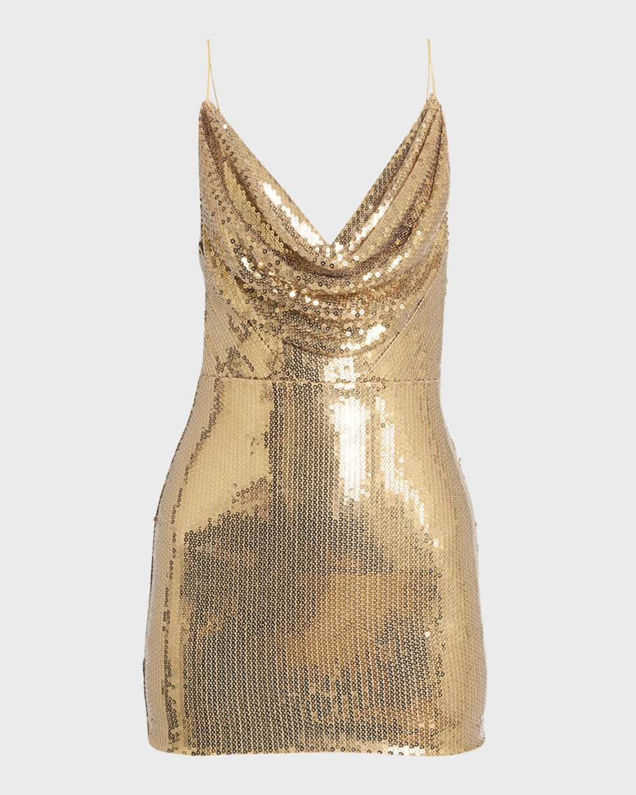 Alex Perry Sequin Cowl-Neck Sleeveless Mini Dress | Neiman Marcus