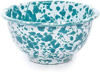 Crow Canyon Home Enamelware Small Rice Bowl, 14 ounce, Turquoise/White Splatter (Set of 4) | Amazon (US)