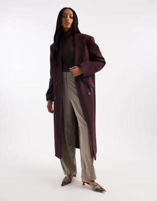 ASOS DESIGN Tall oversized dad coat in plum | ASOS (Global)