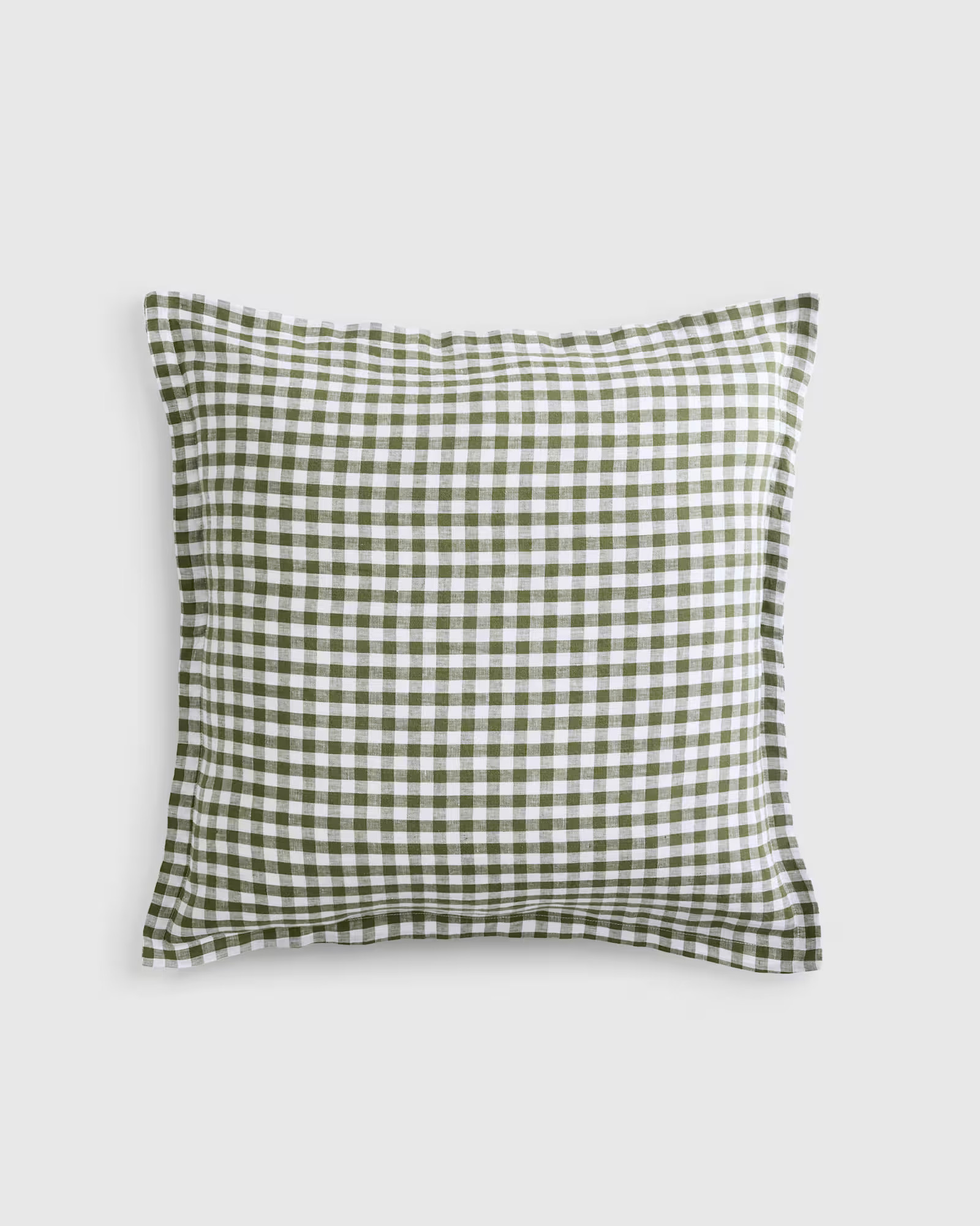 Olive European Linen Gingham Euro Sham | Quince