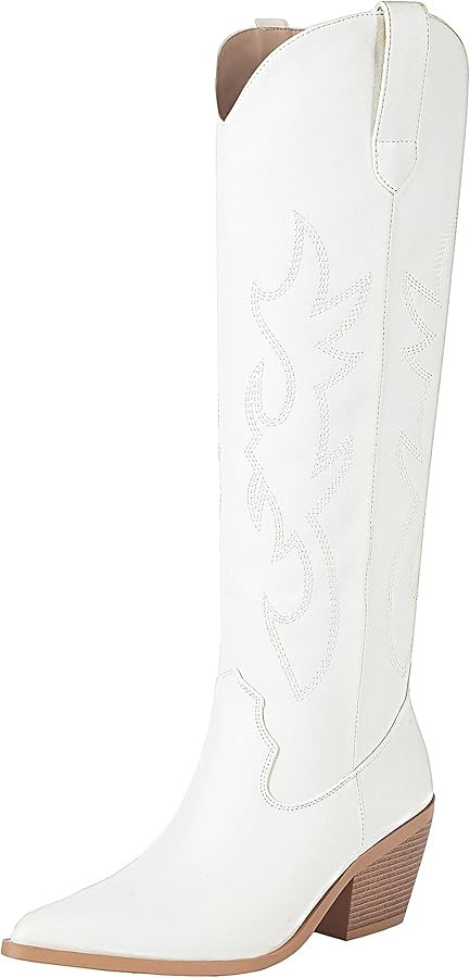 Reitoye Cowboy Boots for Women Embroidery Western Cowgirl Knee High Chunky Heel Boots with Pull-U... | Amazon (US)