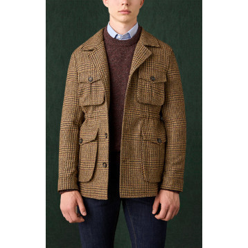 Brown Gun Check Tweed Field Jacket | SPIER & MACKAY