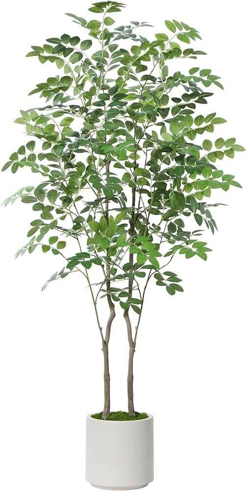 Artificial Moringa Tree Fake Tall Silk Plant Faux Large Floor Potted Tree for Home Office Living ... | Amazon (US)