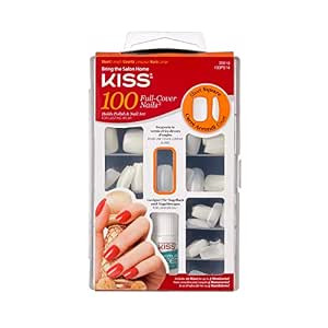 KISS 100 Full Cover Fake Nails Manicure Kit, Kit Includes 10 Different Sizes, 5 Manicures, Short ... | Amazon (US)
