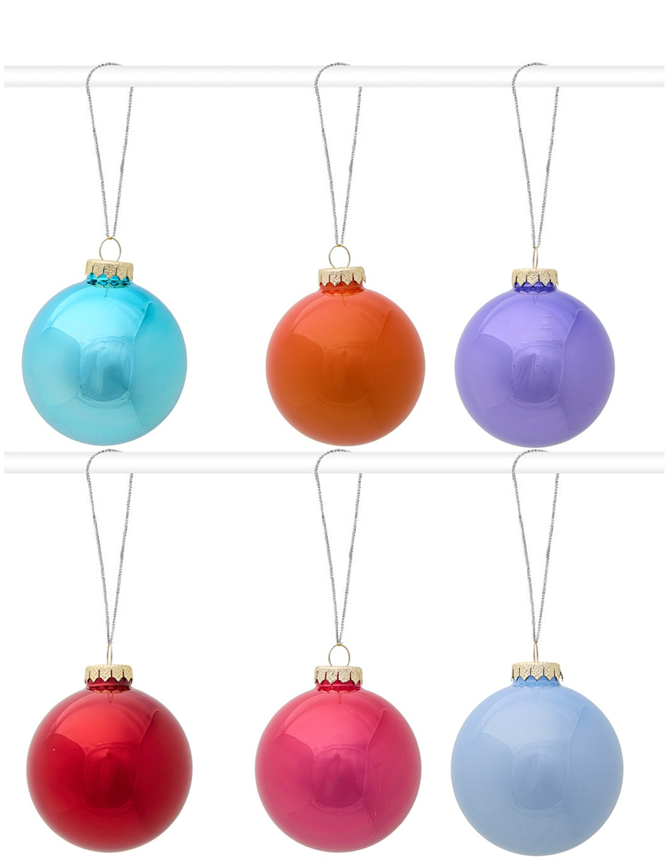 8CM MULTI GLASS BAUBLES SET OF 6 | David Jones (Australia & New Zealand)