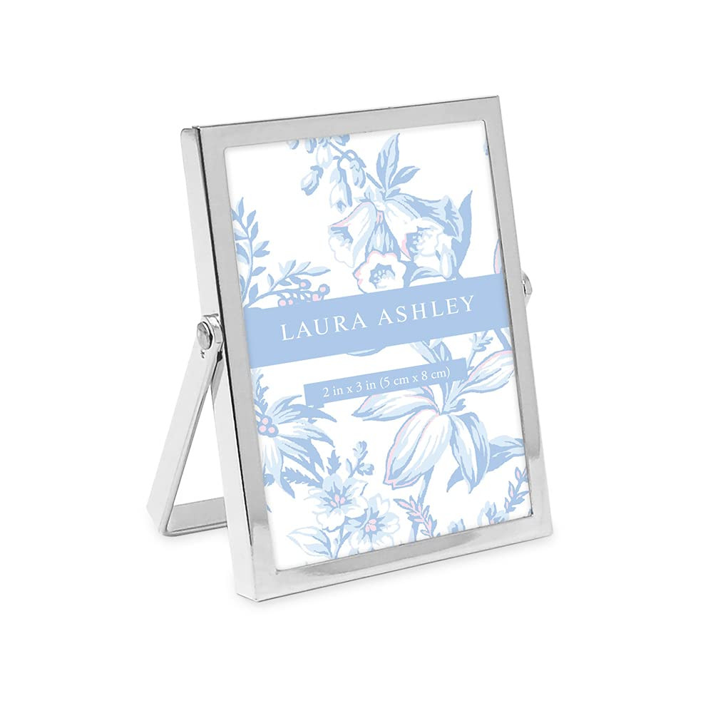 Laura Ashley 2x3 Silver Flat Metal Picture Frame (Vertical) with Pull-Out Easel Stand, Made for T... | Amazon (US)