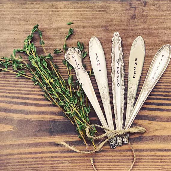 Handstamped Garden Marker Set of 5 Herb Marker Vintage | Etsy | Etsy (US)