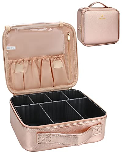 MONSTINA Makeup Train Cases, Professional Travel Makeup Bag, Portable Organizer Storage Bag for Cosmetics Makeup Brushes Toiletry Travel Accessories (Rose Gold) | Amazon (US)