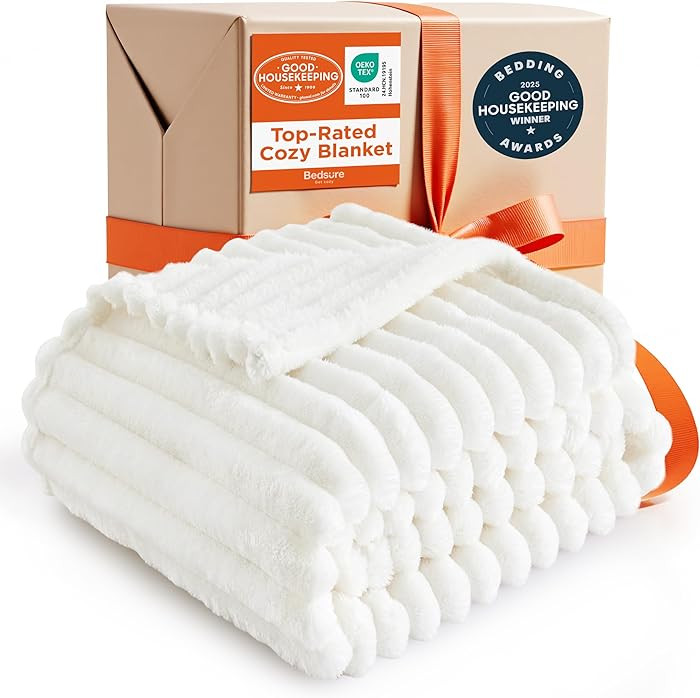 Bedsure White Throw Blanket GentleSoft Fleece Off White 50x60 Inches | Amazon (US)