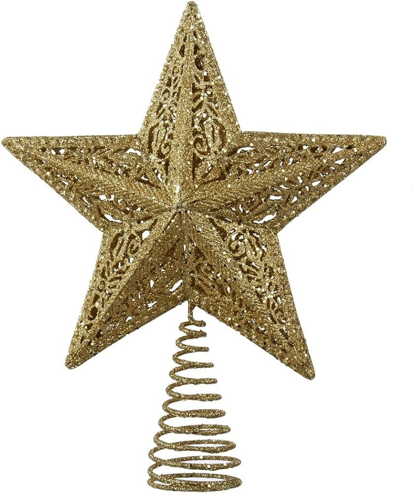 Kurt Adler Leaf Star Treetop, 10-Inch, Gold | Amazon (US)