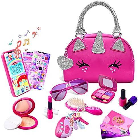 FFTROC Unicorns Gifts for Girls Purse - Toddler Purse Set Pretend Play Makeup Toys for 3 4 5 Year Ol | Amazon (US)