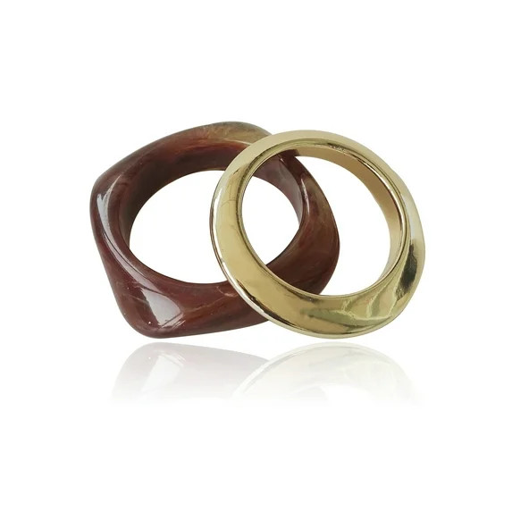 Time and Tru Women's Resin and Metal Square Bangle Set In Gold Plated Color | Walmart (US)