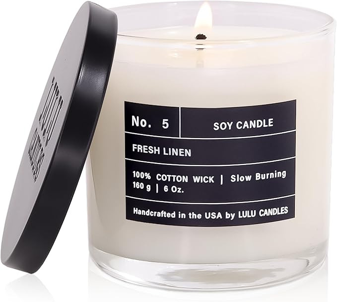 Lulu Candles | Fresh Linen | Luxury Scented Soy Jar Candle | Hand Poured in The USA | Highly Scen... | Amazon (US)