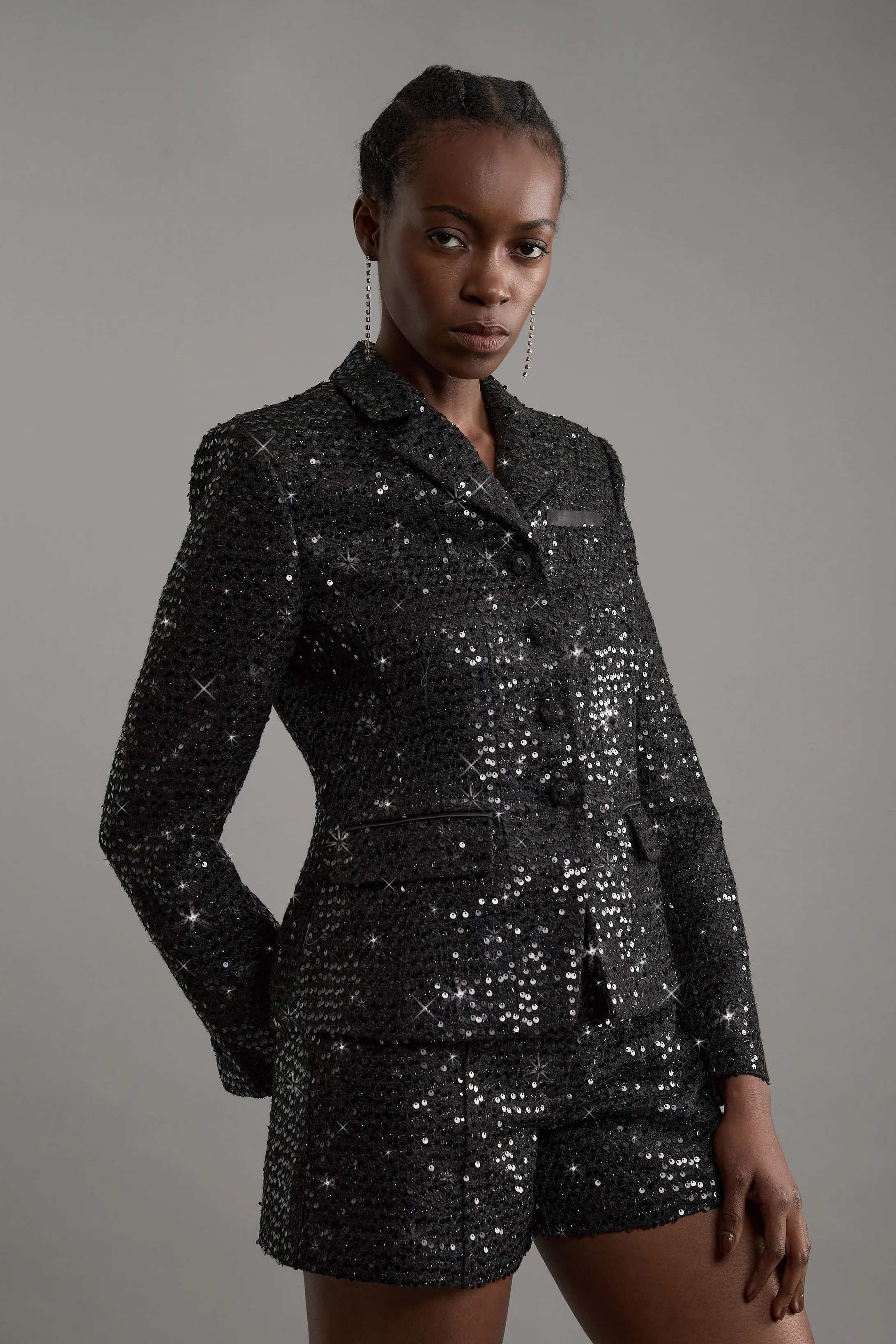 Tailored Sequin Tweed Co-ord | Karen Millen | Karen Millen UK + IE + DE + NL