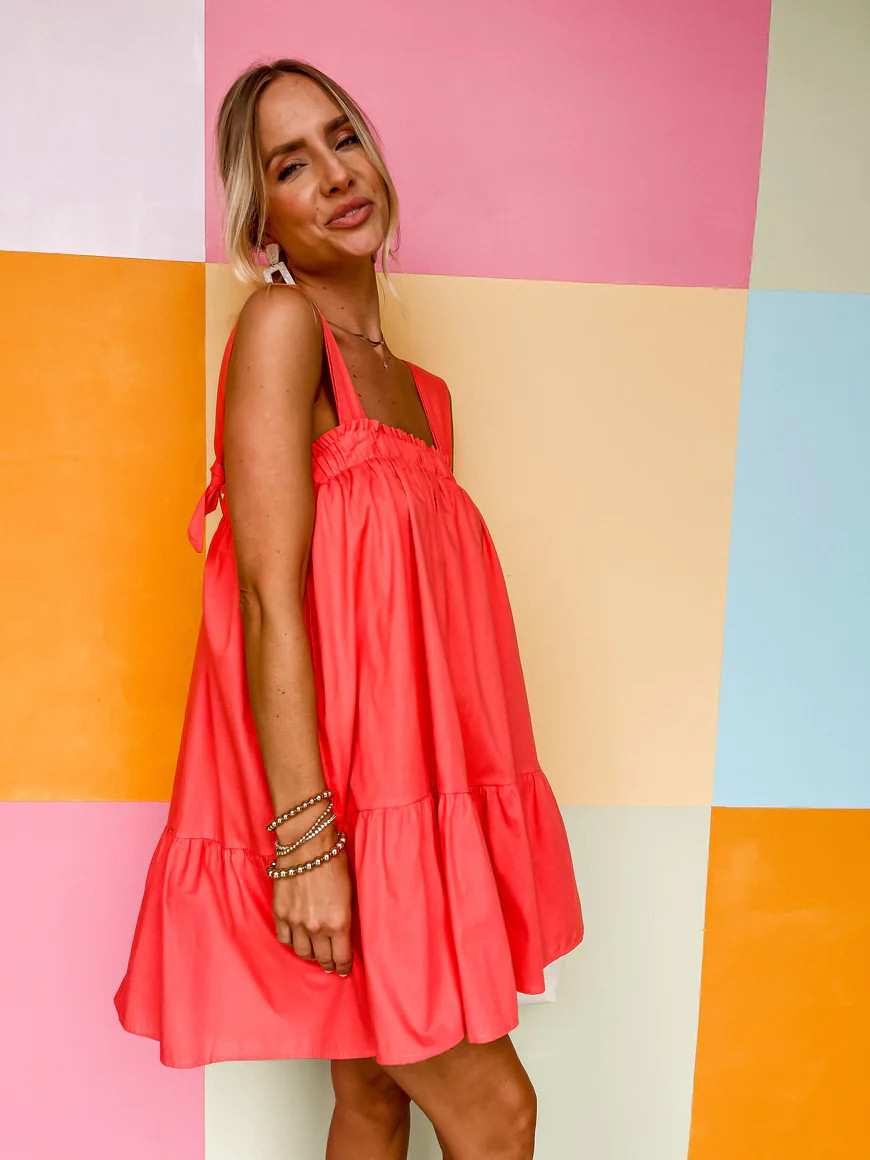 New Adventures Sleeveless Mini Dress-Coral | Ruthie Grace