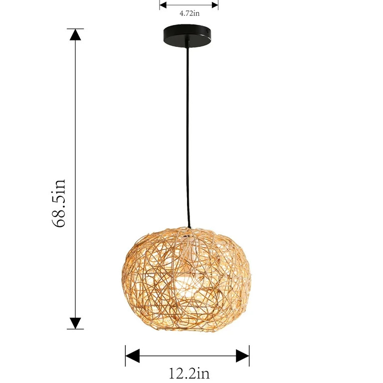 Better Homes & Gardens 12" Architectural Woven Pendant Light, Natural Rattan Shade | Walmart (US)
