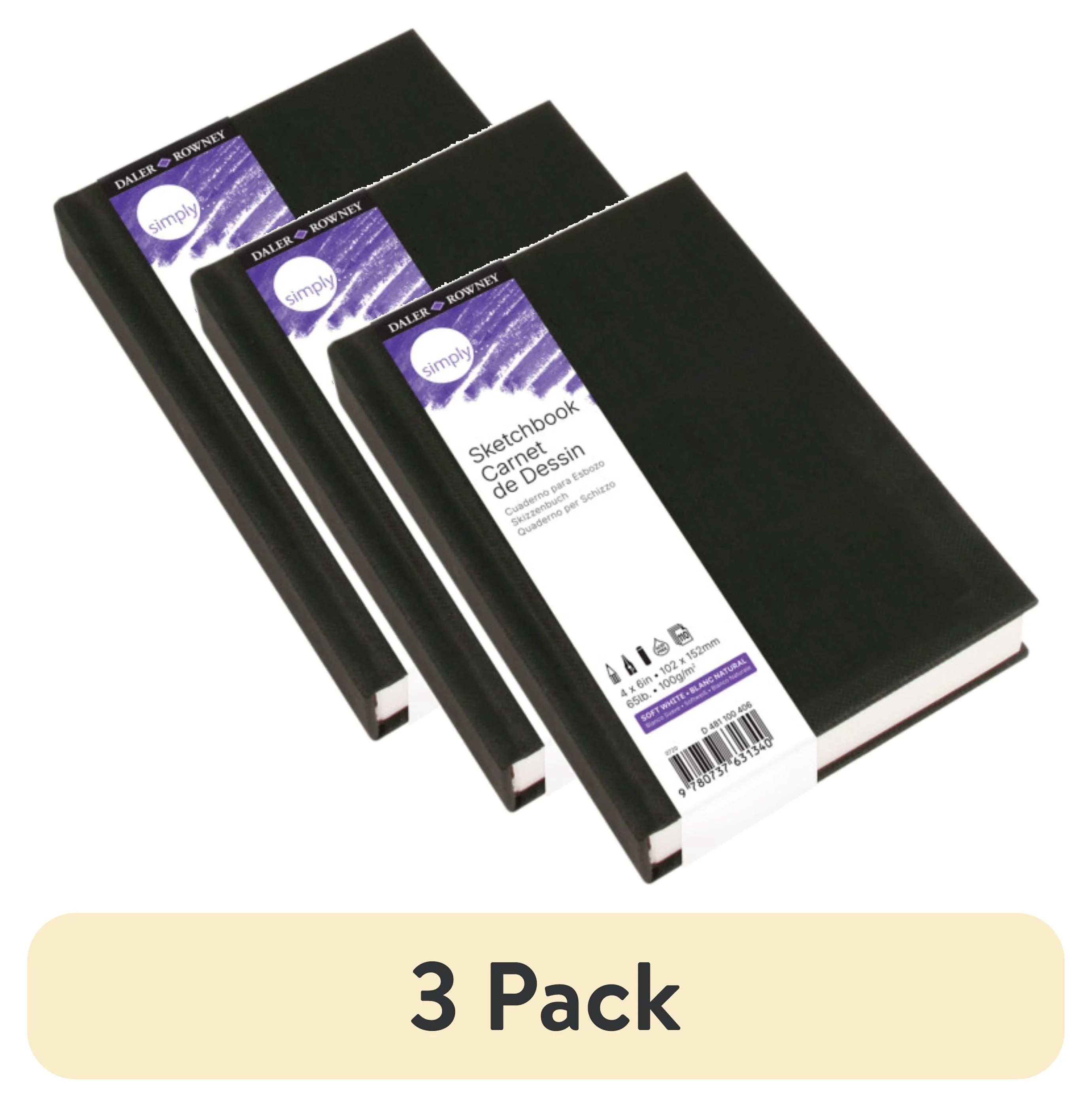 (3 pack) Daler-Rowney Simply... Sketchbook, Soft White, (65lb/100g), Hardcover Binding, 110 Sheet... | Walmart (US)