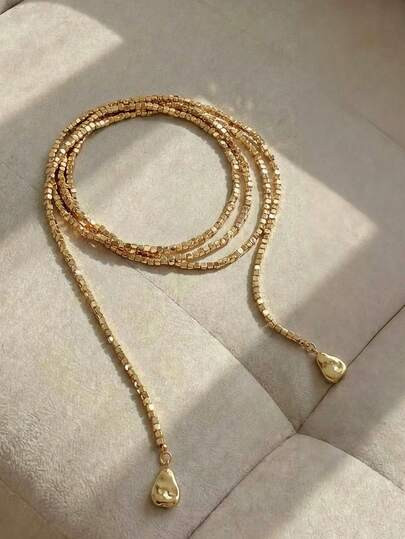 Resyla 1pc Hiphop Asymmetrical Faux Pearl Beaded Chain Necklace For Women, Suitable For Everyday Wear, Party, Vacation As Jewelry Gift In Autumn/Winter - Size one-size | SHEIN