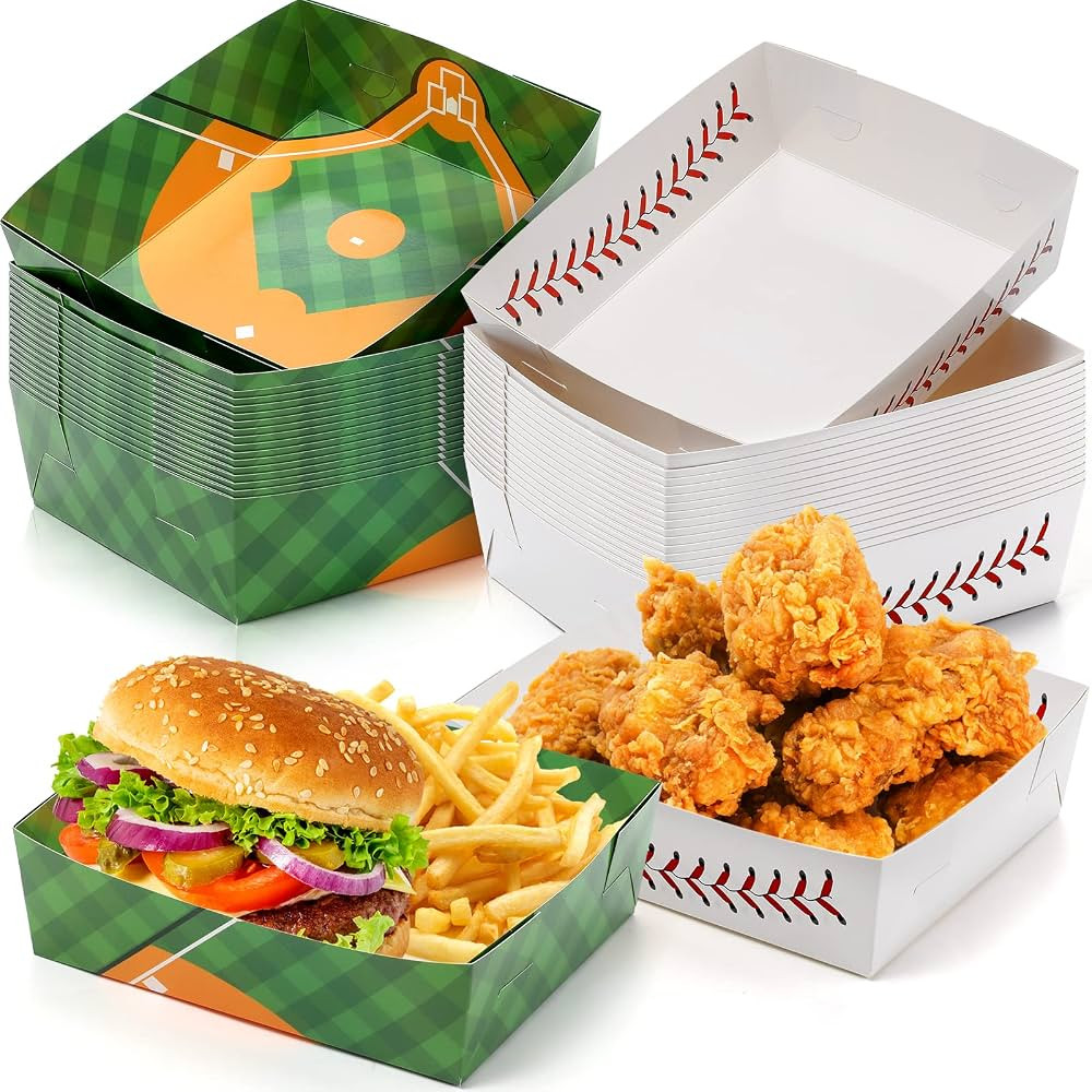 Teling 36 Pcs Baseball Theme Party Supplies Large 5 lb Baseball Plates Trays Food Boat Paper Soft... | Amazon (US)