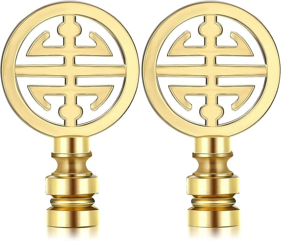 2 Pieces Brass Lamp Finial Oriental Lamp Shade Finial Asian Lamp Finial Happiness Symbol Lamp Sha... | Amazon (US)