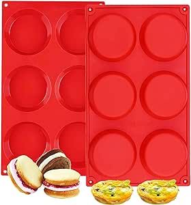 Silicone Muffin Top Pans, 2 Pack Non-stick 3" Whoopie Pie Baking Pan 3 Inch Round Tray Silicone E... | Amazon (US)