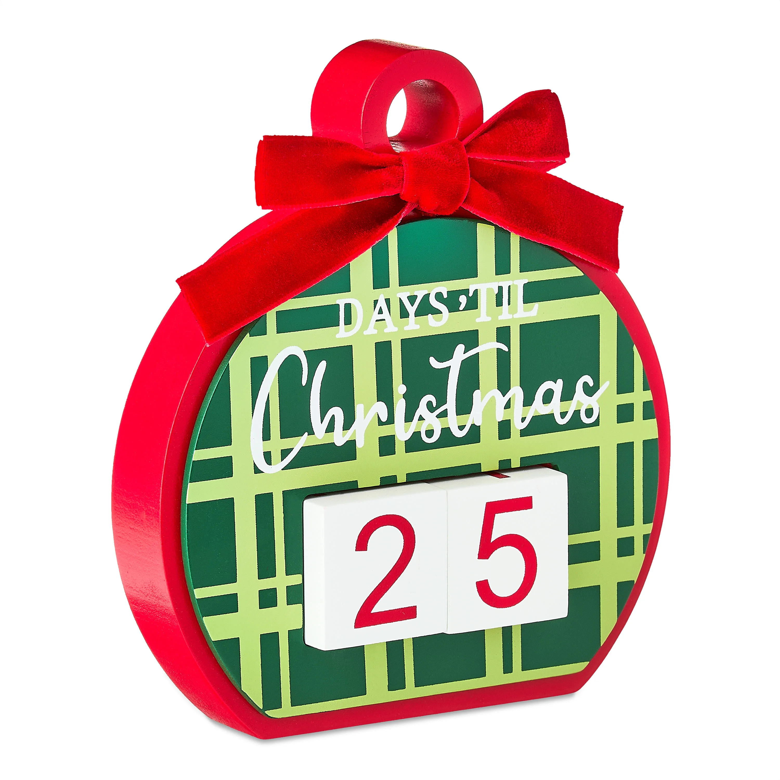 Days 'Til Christmas Plaid Ornament MDF Tabletop Decoration, 5.75", by Holiday Time - Walmart.com | Walmart (US)