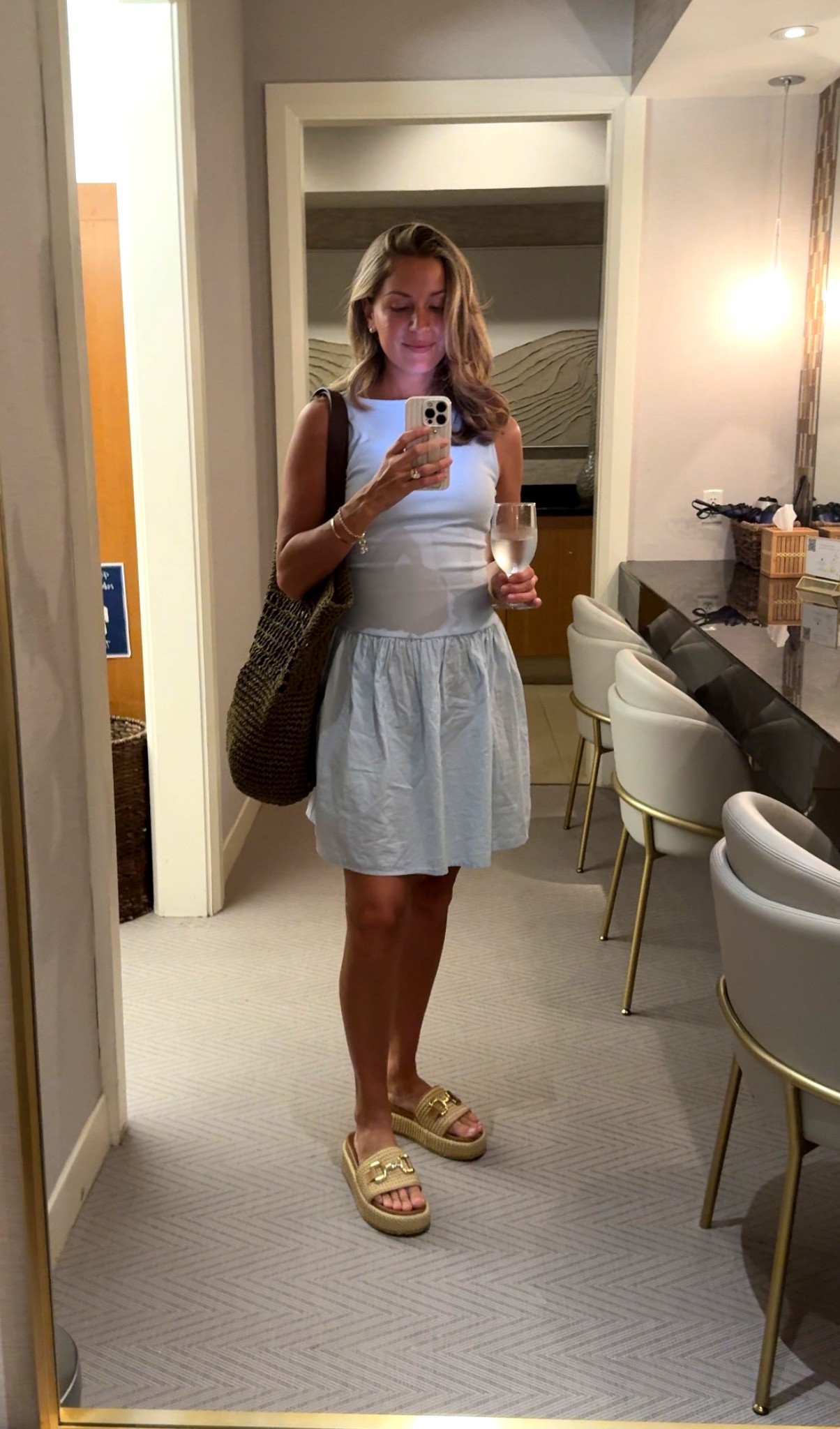 Baby blue, ribbed, boat neck, drop waste, knee length dress of my dreams 🥲 very bump friendly! I’m wearing a size S Tall - I’m 5’6!

#LTKootd #LTKSaleAlert #LTKBump